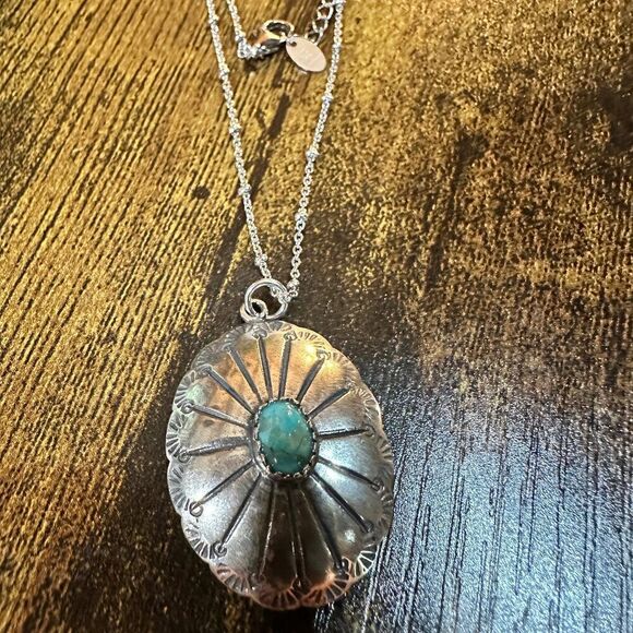 Concho Turquoise Elegance:‎ Adjustable Sterling Silver Beaded Necklace 16-18", G - Picture 7 of 12